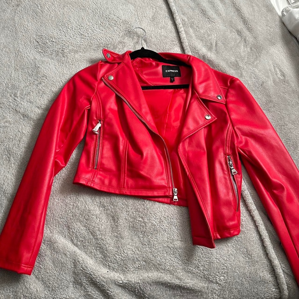Express red leather jacket